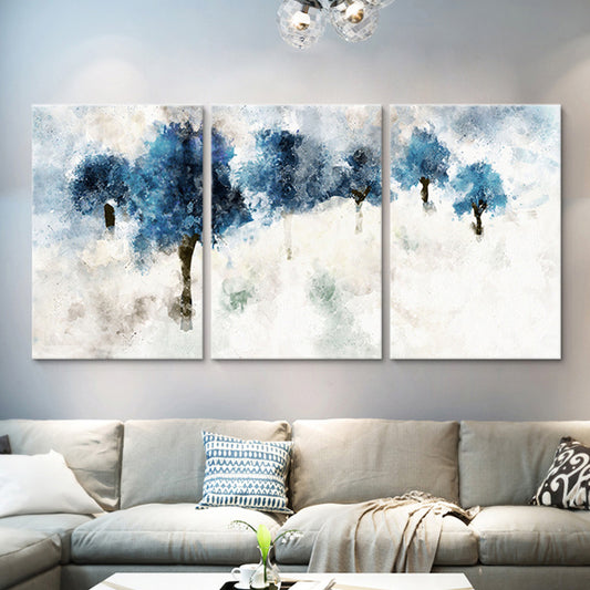 Modern Tree Painting Canvas Print Blue Multi-Piece Wall Art Decor for Family Room Blue Clearhalo 'Art Gallery' 'Canvas Art' 'Contemporary Art Gallery' 'Modern' Arts' 1658051