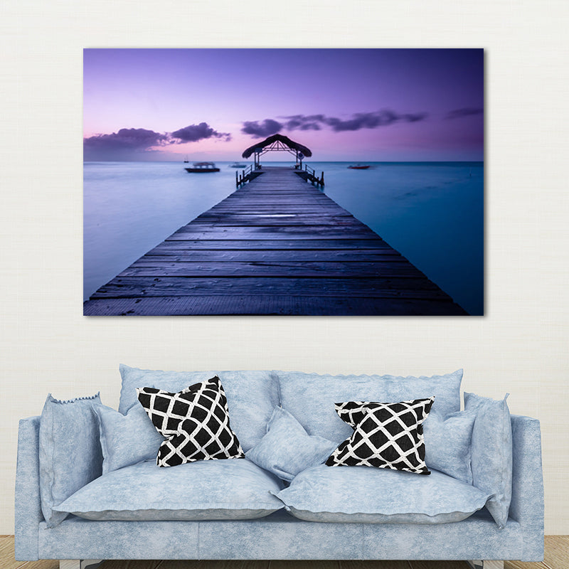 Bridge to the Sea Canvas Pastel Color Modern Style Wall Art Decor for Living Room Clearhalo 'Art Gallery' 'Canvas Art' 'Contemporary Art Gallery' 'Modern' Arts' 1658062