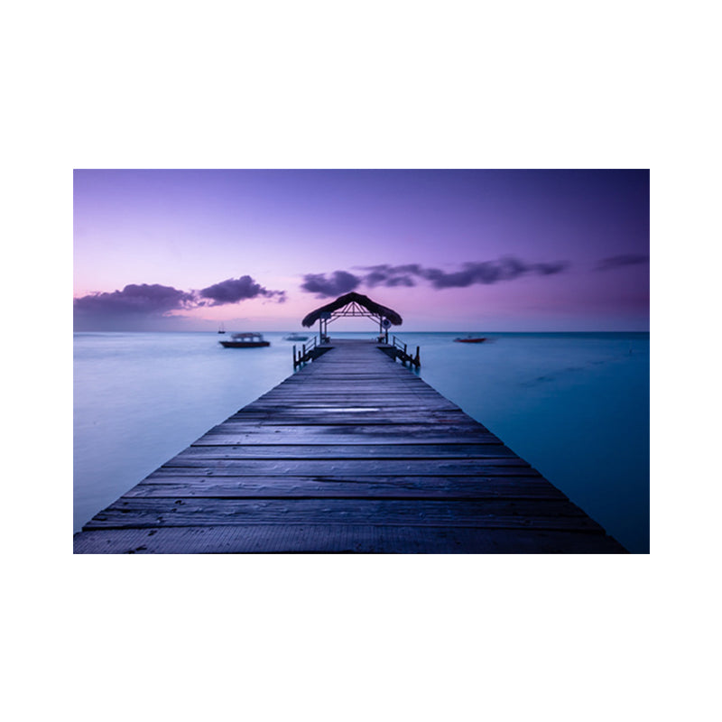 Bridge to the Sea Canvas Pastel Color Modern Style Wall Art Decor for Living Room Clearhalo 'Art Gallery' 'Canvas Art' 'Contemporary Art Gallery' 'Modern' Arts' 1658063