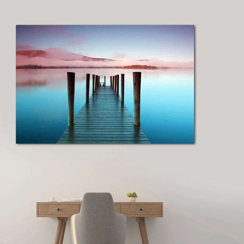 Bridge to the Sea Canvas Pastel Color Modern Style Wall Art Decor for Living Room Clearhalo 'Art Gallery' 'Canvas Art' 'Contemporary Art Gallery' 'Modern' Arts' 1658069