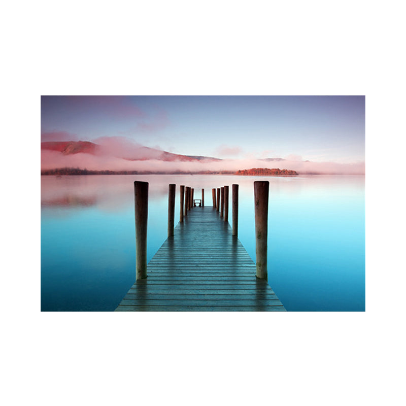 Bridge to the Sea Canvas Pastel Color Modern Style Wall Art Decor for Living Room Clearhalo 'Art Gallery' 'Canvas Art' 'Contemporary Art Gallery' 'Modern' Arts' 1658070