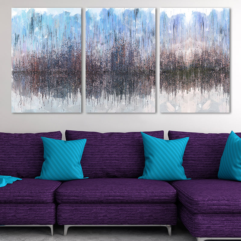 Lake Reflection Scenery Painting Multi-Piece Modernism Living Room Wall Art in Brown Clearhalo 'Art Gallery' 'Canvas Art' 'Contemporary Art Gallery' 'Modern' Arts' 1658074