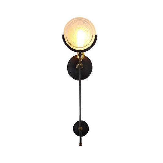 Torch Sconce Light Modern 1 Head Wall Lighting with Clear Glass Disk for Living Room Clearhalo 'Cast Iron' 'Glass' 'Industrial wall lights' 'Industrial' 'Middle century wall lights' 'Modern' 'Tiffany' 'Traditional wall lights' 'Wall Lamps & Sconces' 'Wall Lights' Lighting' 165807