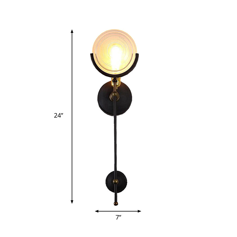 Torch Sconce Light Modern 1 Head Wall Lighting with Clear Glass Disk for Living Room Clearhalo 'Cast Iron' 'Glass' 'Industrial wall lights' 'Industrial' 'Middle century wall lights' 'Modern' 'Tiffany' 'Traditional wall lights' 'Wall Lamps & Sconces' 'Wall Lights' Lighting' 165808