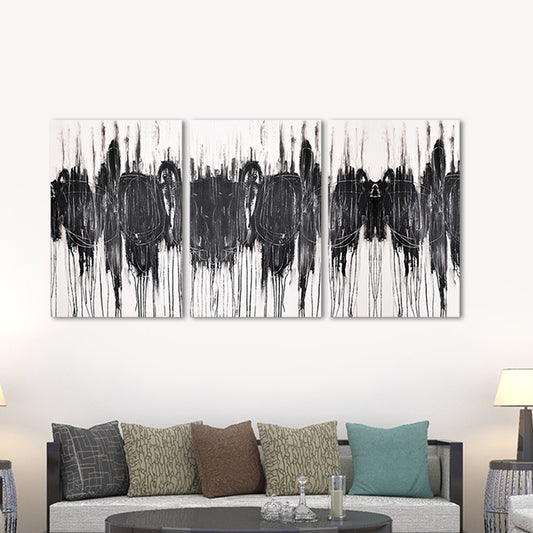 Black Modern Wall Art Print Pedestrians Canvas Painting for Sitting Room, Multi-Piece Clearhalo 'Art Gallery' 'Canvas Art' 'Contemporary Art Gallery' 'Modern' Arts' 1658094