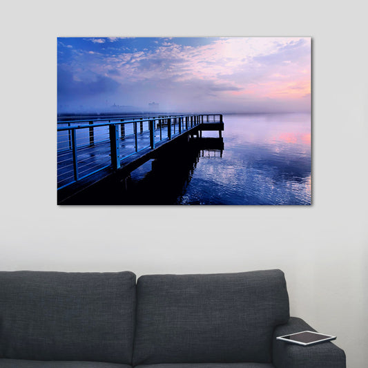 Tranquil Sea Bridge Scenery Canvas Art for Living Room Sunset Landscape Wall Decor Clearhalo 'Art Gallery' 'Canvas Art' 'Contemporary Art Gallery' 'Modern' Arts' 1658103
