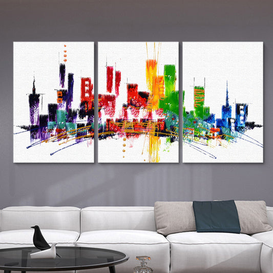 Red Skyscrapers Canvas Art Watercolor Modern Multi-Piece Wall Decor for Living Room Red Clearhalo 'Art Gallery' 'Canvas Art' 'Contemporary Art Gallery' 'Modern' Arts' 1658114