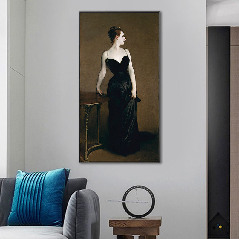 Portrait of Madame Painting in Black Canvas Wall Art Decor for Girls Bedroom, Textured Clearhalo 'Art Gallery' 'Canvas Art' 'Traditional' Arts' 1658124