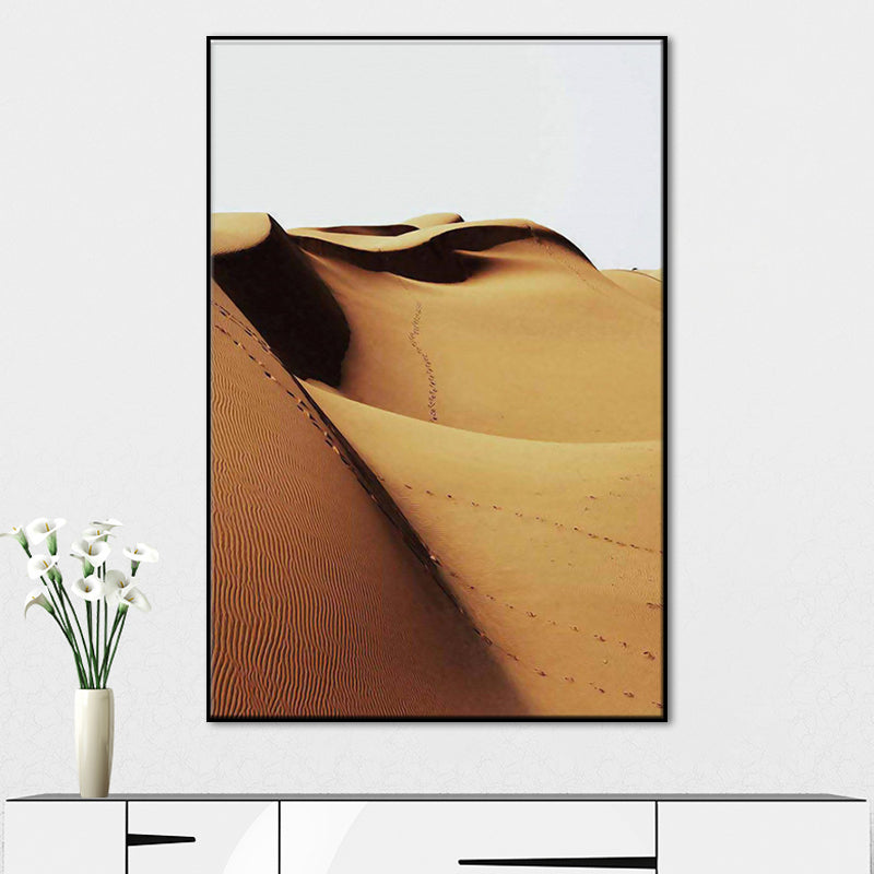 Desert Dunes Landscape Wall Art Print Modernism Textured Dining Room Canvas in Yellow Yellow Clearhalo 'Art Gallery' 'Canvas Art' 'Contemporary Art Gallery' 'Modern' Arts' 1658140