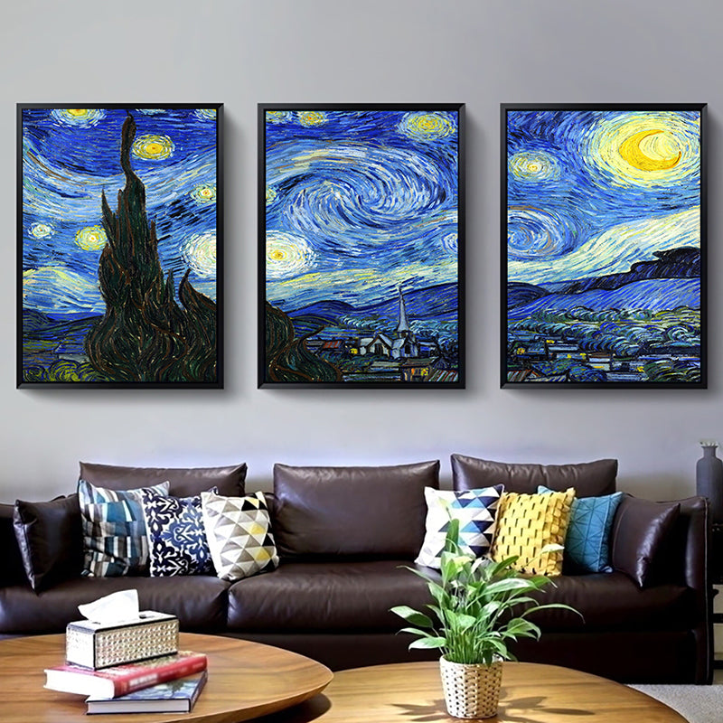 Starry Night Canvas Art Classic Enchanting Van Gogh Painting Wall Decor in Soft Color Clearhalo 'Art Gallery' 'Canvas Art' 'Kids' Arts' 1658165