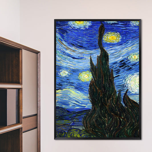 Starry Night Canvas Art Classic Enchanting Van Gogh Painting Wall Decor in Soft Color Clearhalo 'Art Gallery' 'Canvas Art' 'Kids' Arts' 1658168