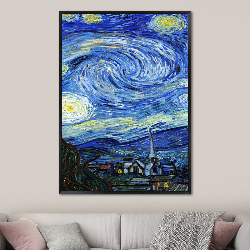 Starry Night Canvas Art Classic Enchanting Van Gogh Painting Wall Decor in Soft Color Clearhalo 'Art Gallery' 'Canvas Art' 'Kids' Arts' 1658175