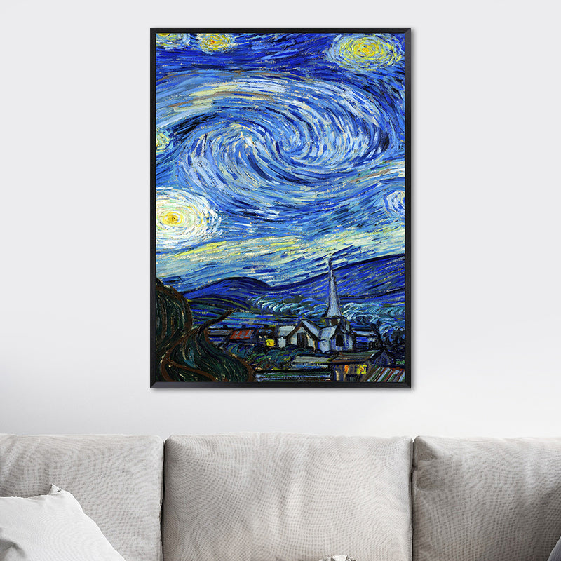 Starry Night Canvas Art Classic Enchanting Van Gogh Painting Wall Decor in Soft Color Clearhalo 'Art Gallery' 'Canvas Art' 'Kids' Arts' 1658176