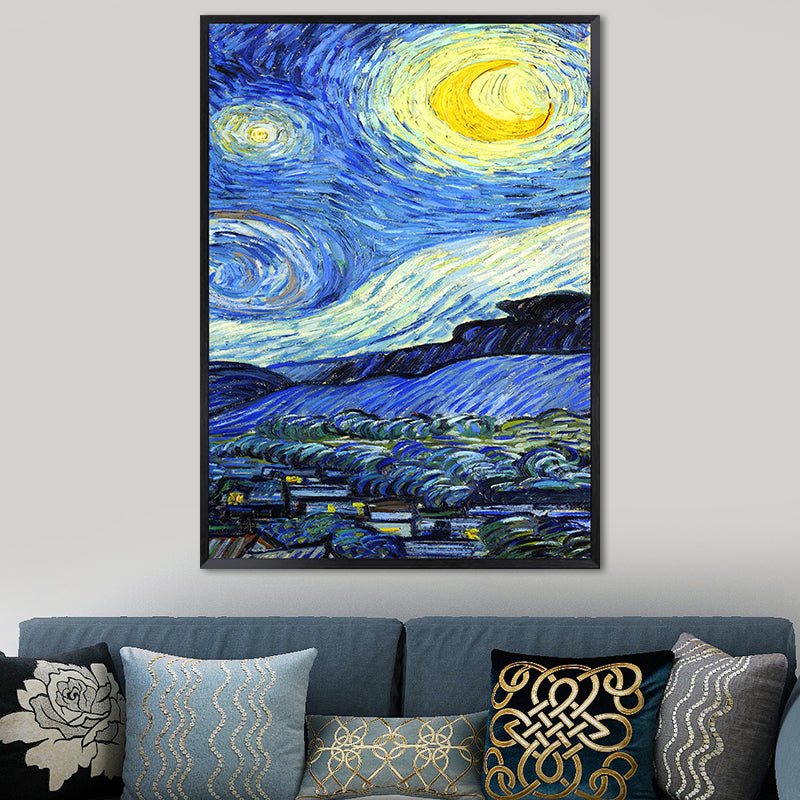 Starry Night Canvas Art Classic Enchanting Van Gogh Painting Wall Decor in Soft Color Yellow Clearhalo 'Art Gallery' 'Canvas Art' 'Kids' Arts' 1658178