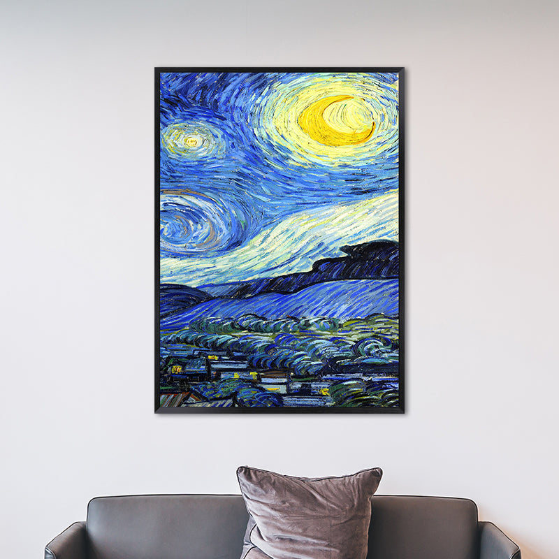 Starry Night Canvas Art Classic Enchanting Van Gogh Painting Wall Decor in Soft Color Clearhalo 'Art Gallery' 'Canvas Art' 'Kids' Arts' 1658179