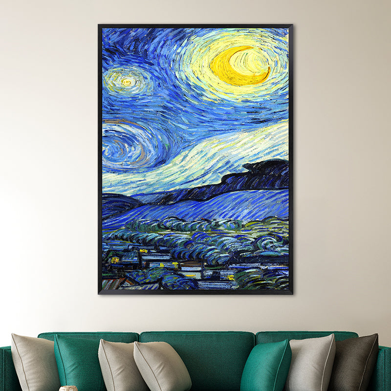 Starry Night Canvas Art Classic Enchanting Van Gogh Painting Wall Decor in Soft Color Clearhalo 'Art Gallery' 'Canvas Art' 'Kids' Arts' 1658180