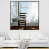 Cat and Window Painting Canvas Pastel Color Traditional Wall Art for Living Room Clearhalo 'Art Gallery' 'Canvas Art' 'Traditional' Arts' 1658208