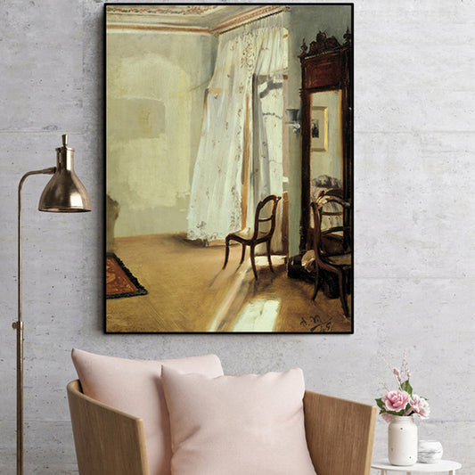 Brown the Balcony Room Painting Adolph Menzel Traditional Textured Canvas Wall Art Brown Clearhalo 'Art Gallery' 'Canvas Art' 'Traditional' Arts' 1658212