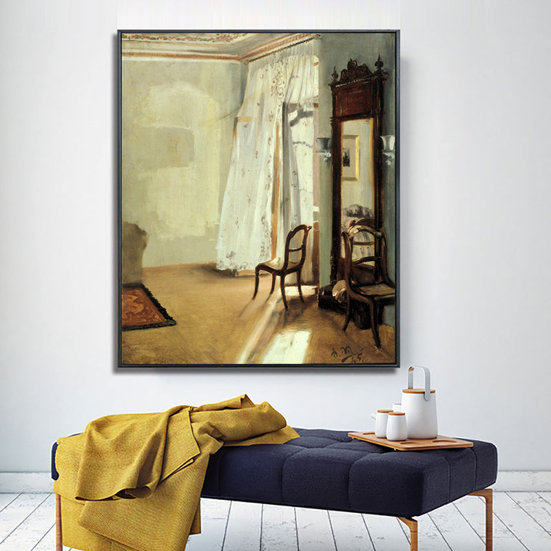 Brown the Balcony Room Painting Adolph Menzel Traditional Textured Canvas Wall Art Clearhalo 'Art Gallery' 'Canvas Art' 'Traditional' Arts' 1658213