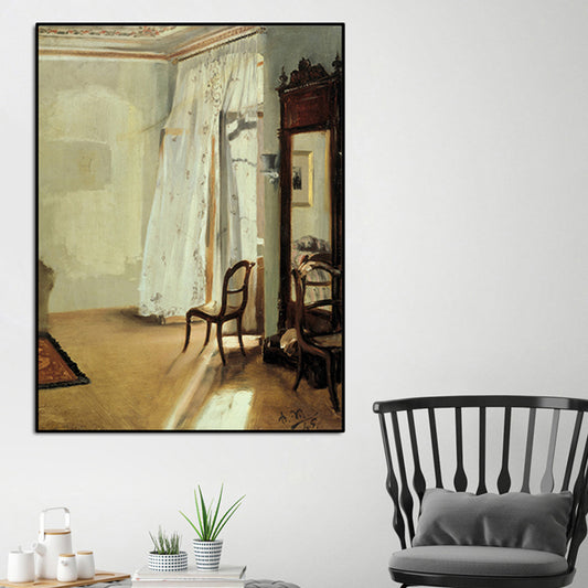 Brown the Balcony Room Painting Adolph Menzel Traditional Textured Canvas Wall Art Clearhalo 'Art Gallery' 'Canvas Art' 'Traditional' Arts' 1658214