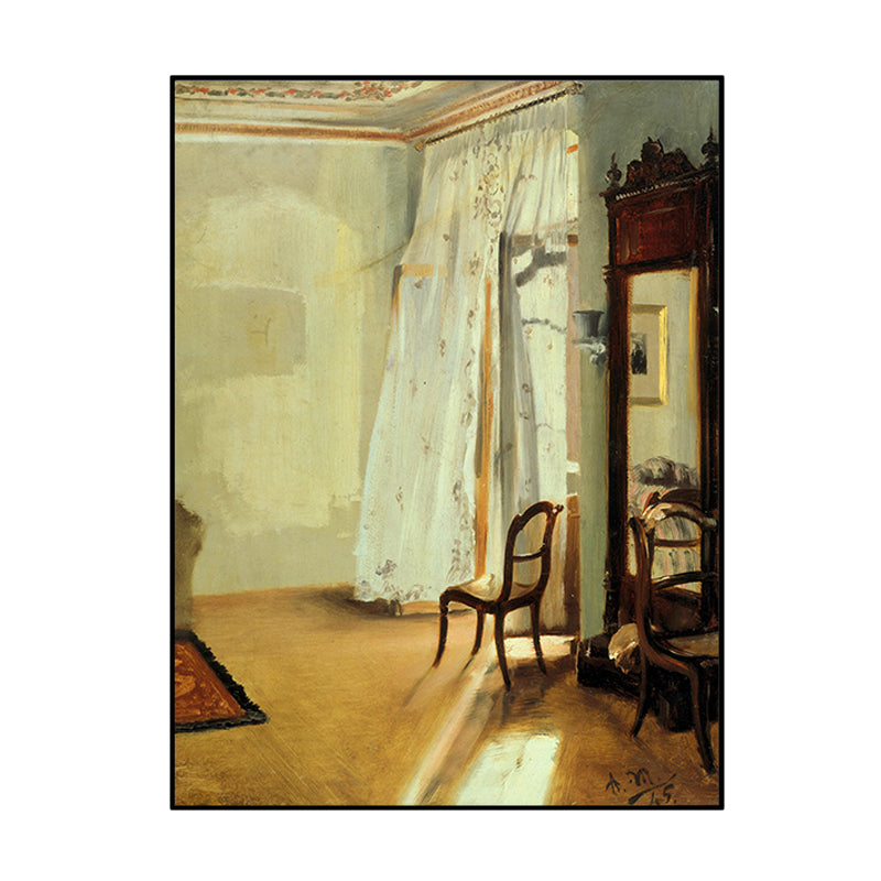 Brown the Balcony Room Painting Adolph Menzel Traditional Textured Canvas Wall Art Clearhalo 'Art Gallery' 'Canvas Art' 'Traditional' Arts' 1658215