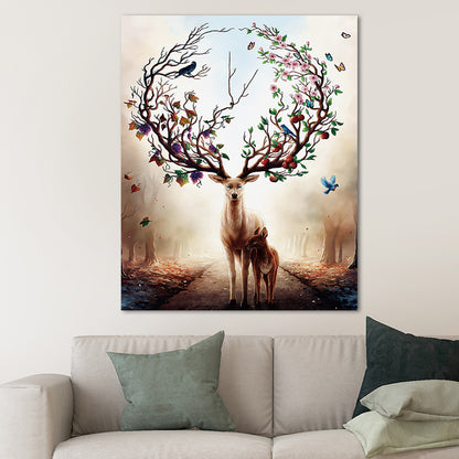 Elk Canvas Print Mediterranean Textured Wall Art Decor in Brown for Children Bedroom Brown Clearhalo 'Art Gallery' 'Canvas Art' 'Kids' Arts' 1658236