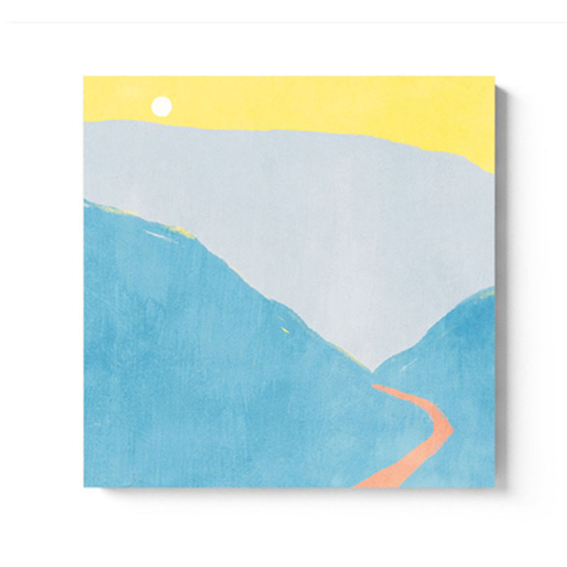 Moon Mountain Landscape Painting Childrens Art Textured Wall Decor in Pastel Color Clearhalo 'Art Gallery' 'Canvas Art' 'Kids' Arts' 1658272