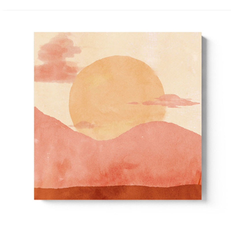 Moon Mountain Landscape Painting Childrens Art Textured Wall Decor in Pastel Color Clearhalo 'Art Gallery' 'Canvas Art' 'Kids' Arts' 1658276