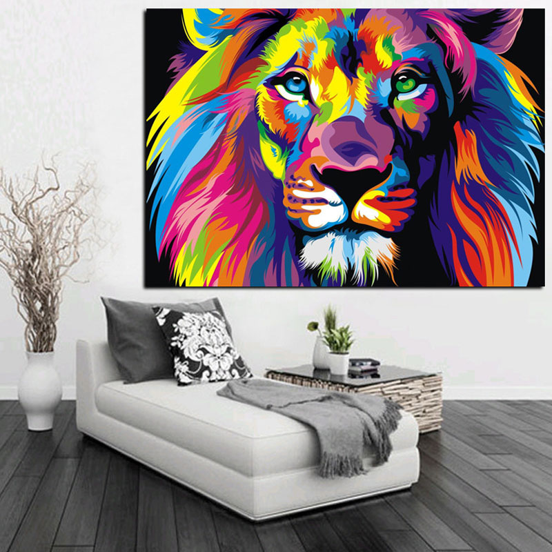 Blue Lion Head Canvas Art for Decoration Steampunk Wall Art Decor Sitting Room, Multiple Sizes Clearhalo 'Art Gallery' 'Canvas Art' 'Kids' Arts' 1658314
