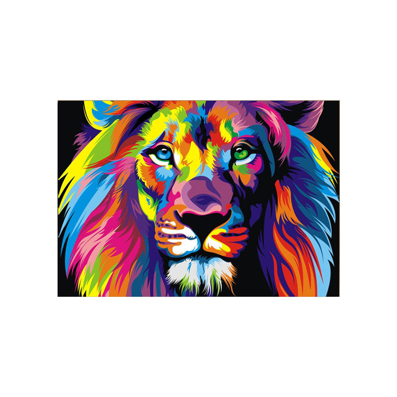 Blue Lion Head Canvas Art for Decoration Steampunk Wall Art Decor Sitting Room, Multiple Sizes Clearhalo 'Art Gallery' 'Canvas Art' 'Kids' Arts' 1658315