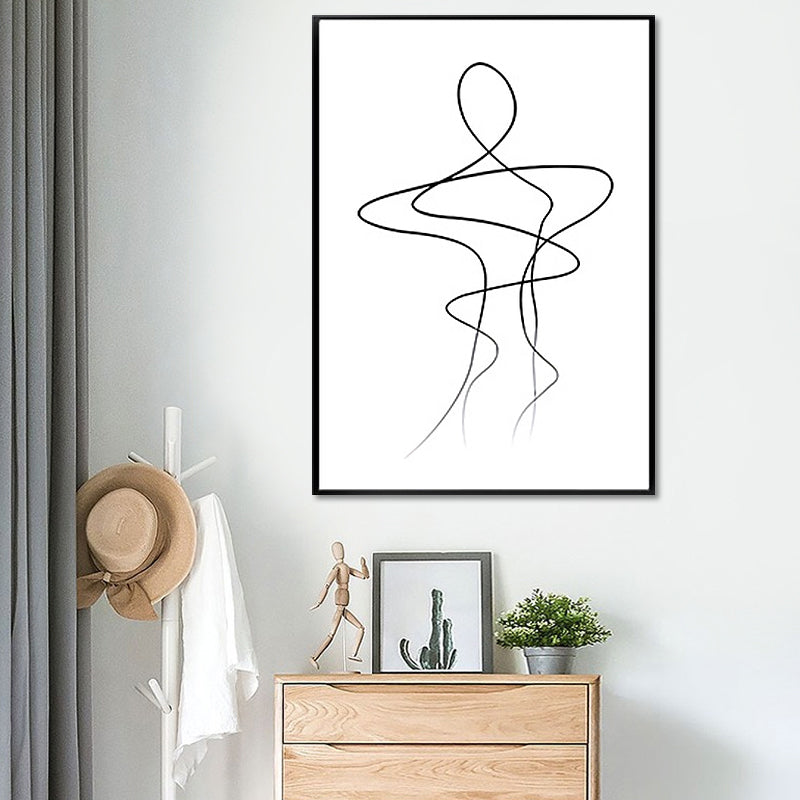 Irregular Line Charcoal Drawings Art Minimalism Style Canvas Painting, Multiple Sizes White Clearhalo 'Art Gallery' 'Canvas Art' 'Contemporary Art Gallery' 'Contemporary Art' 'Minimalism' 'Minimalist Art Gallery' 'Scandinavian' Arts' 1658344