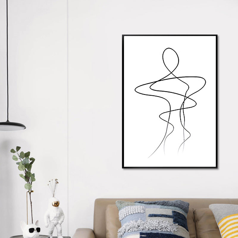 Irregular Line Charcoal Drawings Art Minimalism Style Canvas Painting, Multiple Sizes Clearhalo 'Art Gallery' 'Canvas Art' 'Contemporary Art Gallery' 'Contemporary Art' 'Minimalism' 'Minimalist Art Gallery' 'Scandinavian' Arts' 1658346