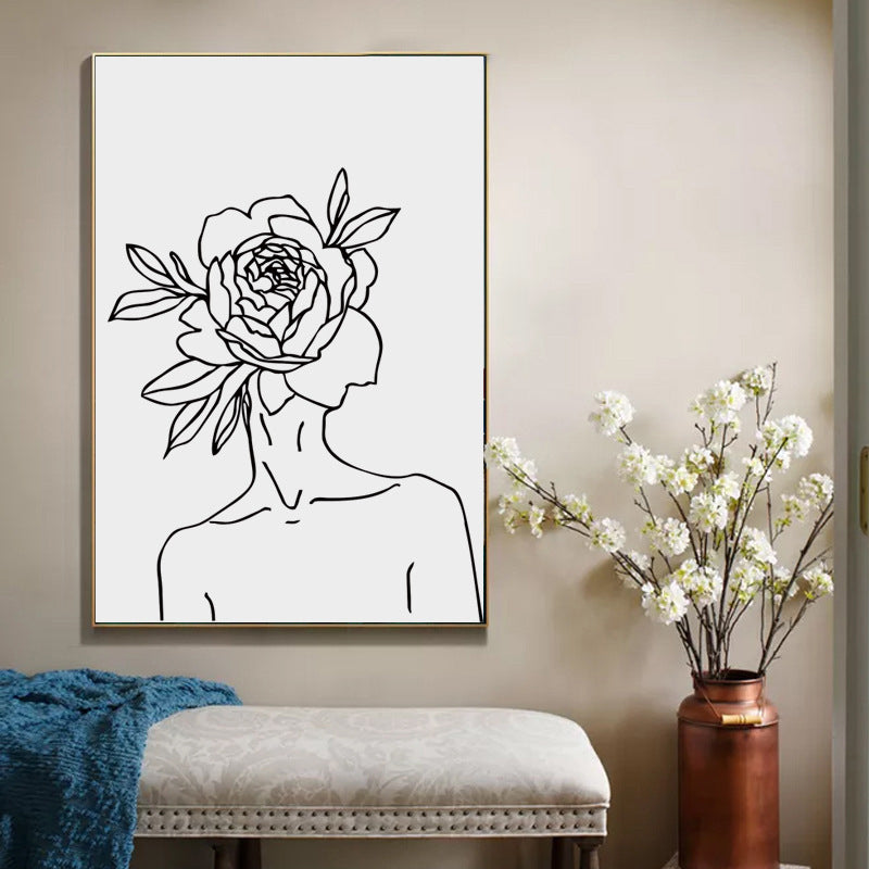 White Figure and Florentine Canvas Textured Minimalism Style Girls Bedroom Painting White Clearhalo 'Art Gallery' 'Canvas Art' 'Contemporary Art Gallery' 'Contemporary Art' 'Minimalism' 'Minimalist Art Gallery' 'Scandinavian' Arts' 1658360