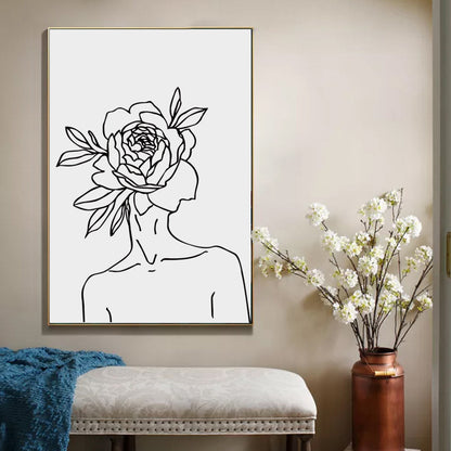 White Figure and Florentine Canvas Textured Minimalism Style Girls Bedroom Painting White Clearhalo 'Art Gallery' 'Canvas Art' 'Contemporary Art Gallery' 'Contemporary Art' 'Minimalism' 'Minimalist Art Gallery' 'Scandinavian' Arts' 1658360