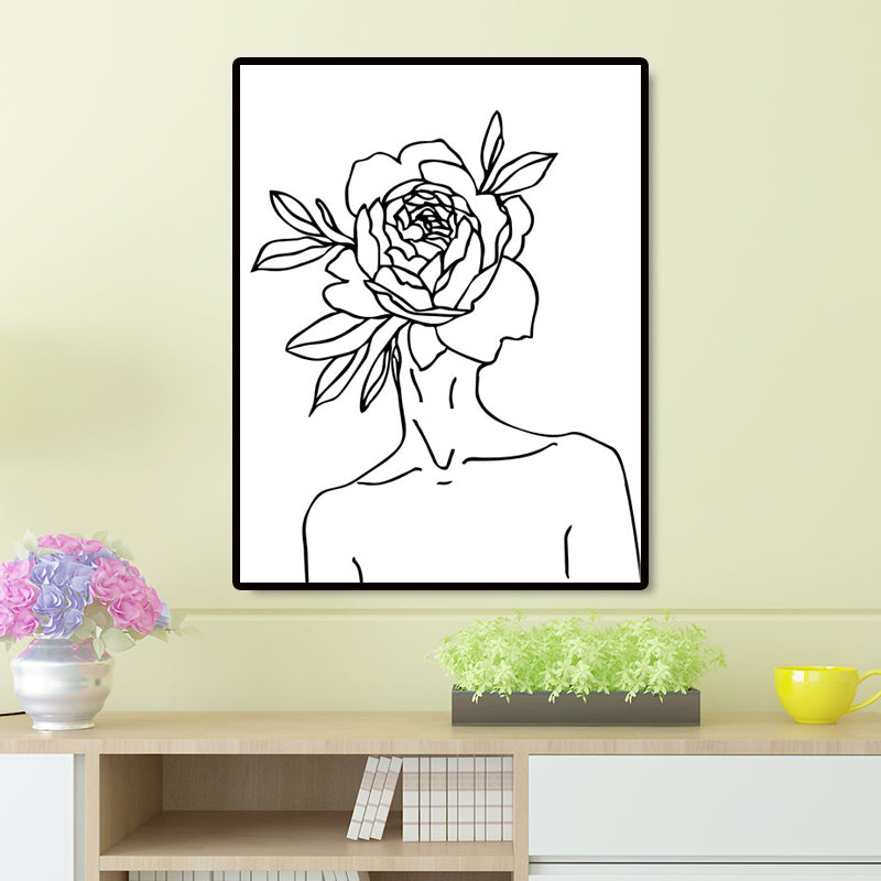 White Figure and Florentine Canvas Textured Minimalism Style Girls Bedroom Painting Clearhalo 'Art Gallery' 'Canvas Art' 'Contemporary Art Gallery' 'Contemporary Art' 'Minimalism' 'Minimalist Art Gallery' 'Scandinavian' Arts' 1658361