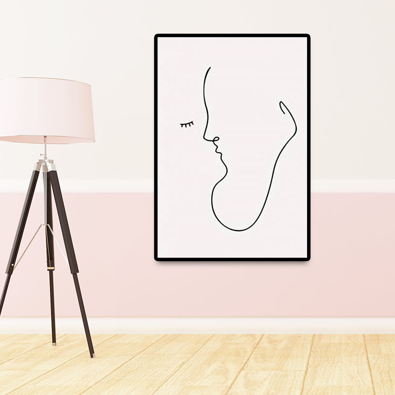Minimalism Creative Figure Painting White Textured Wall Art Decor for Guest Room White Clearhalo 'Art Gallery' 'Canvas Art' 'Contemporary Art Gallery' 'Contemporary Art' 'Minimalism' 'Minimalist Art Gallery' 'Scandinavian' Arts' 1658389