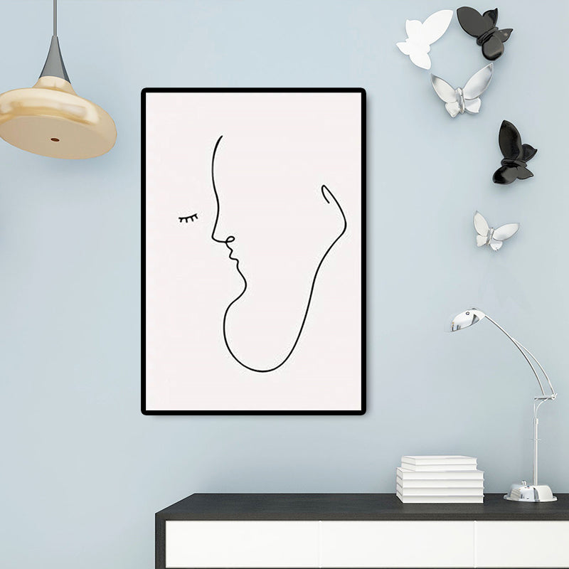Minimalism Creative Figure Painting White Textured Wall Art Decor for Guest Room Clearhalo 'Art Gallery' 'Canvas Art' 'Contemporary Art Gallery' 'Contemporary Art' 'Minimalism' 'Minimalist Art Gallery' 'Scandinavian' Arts' 1658391