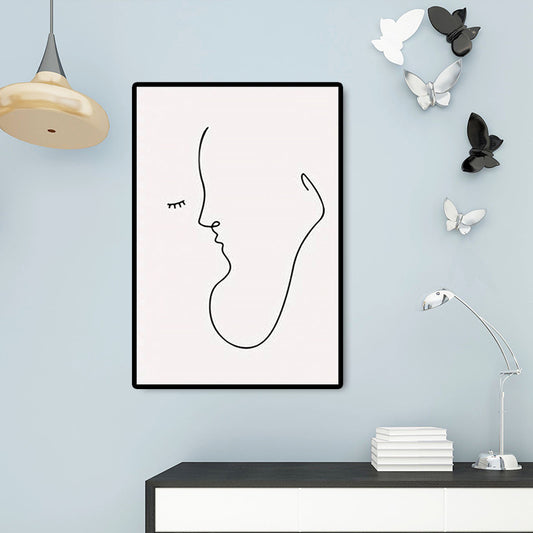 Minimalism Creative Figure Painting White Textured Wall Art Decor for Guest Room Clearhalo 'Art Gallery' 'Canvas Art' 'Contemporary Art Gallery' 'Contemporary Art' 'Minimalism' 'Minimalist Art Gallery' 'Scandinavian' Arts' 1658391