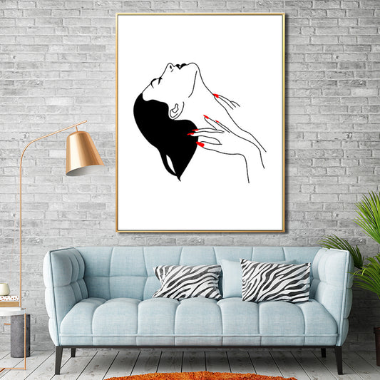 Female Character Portrait Canvas for Guest Room Charcoal Drawings Wall Art Decor White Design 1 Clearhalo 'Art Gallery' 'Canvas Art' 'Contemporary Art Gallery' 'Contemporary Art' 'Minimalism' 'Minimalist Art Gallery' 'Scandinavian' Arts' 1658411