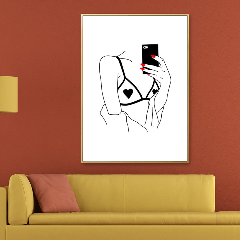 Female Character Portrait Canvas for Guest Room Charcoal Drawings Wall Art Decor White Design 2 Clearhalo 'Art Gallery' 'Canvas Art' 'Contemporary Art Gallery' 'Contemporary Art' 'Minimalism' 'Minimalist Art Gallery' 'Scandinavian' Arts' 1658418