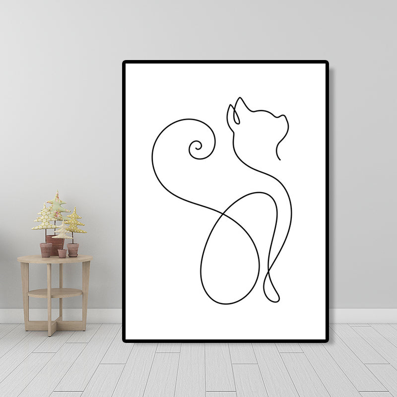 Well-Behaved Cat Wall Decor for Girls Bedroom in White, Multiple Sizes Available White Design 2 Clearhalo 'Art Gallery' 'Canvas Art' 'Contemporary Art Gallery' 'Contemporary Art' 'Minimalism' 'Minimalist Art Gallery' 'Scandinavian' Arts' 1658433