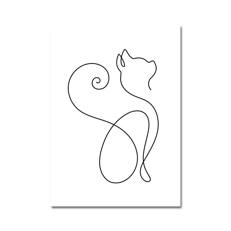 Well-Behaved Cat Wall Decor for Girls Bedroom in White, Multiple Sizes Available Clearhalo 'Art Gallery' 'Canvas Art' 'Contemporary Art Gallery' 'Contemporary Art' 'Minimalism' 'Minimalist Art Gallery' 'Scandinavian' Arts' 1658437