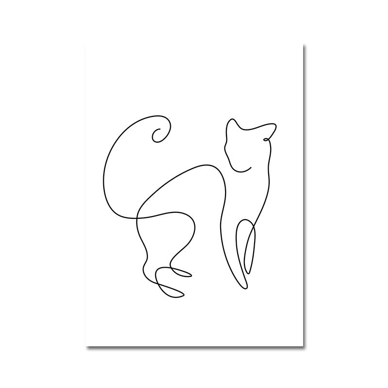 Well-Behaved Cat Wall Decor for Girls Bedroom in White, Multiple Sizes Available Clearhalo 'Art Gallery' 'Canvas Art' 'Contemporary Art Gallery' 'Contemporary Art' 'Minimalism' 'Minimalist Art Gallery' 'Scandinavian' Arts' 1658444