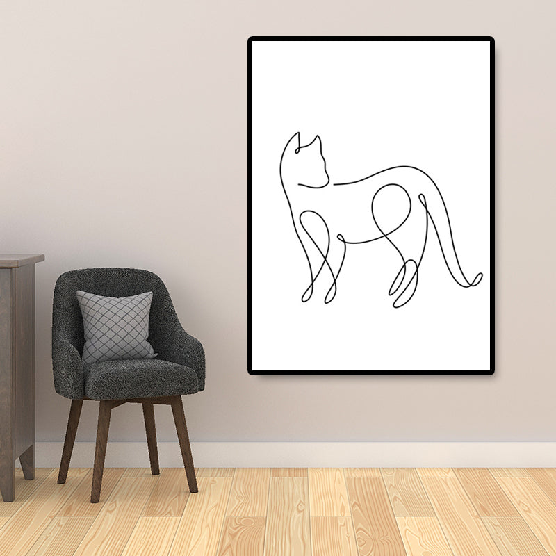 Well-Behaved Cat Wall Decor for Girls Bedroom in White, Multiple Sizes Available White Design 3 Clearhalo 'Art Gallery' 'Canvas Art' 'Contemporary Art Gallery' 'Contemporary Art' 'Minimalism' 'Minimalist Art Gallery' 'Scandinavian' Arts' 1658445