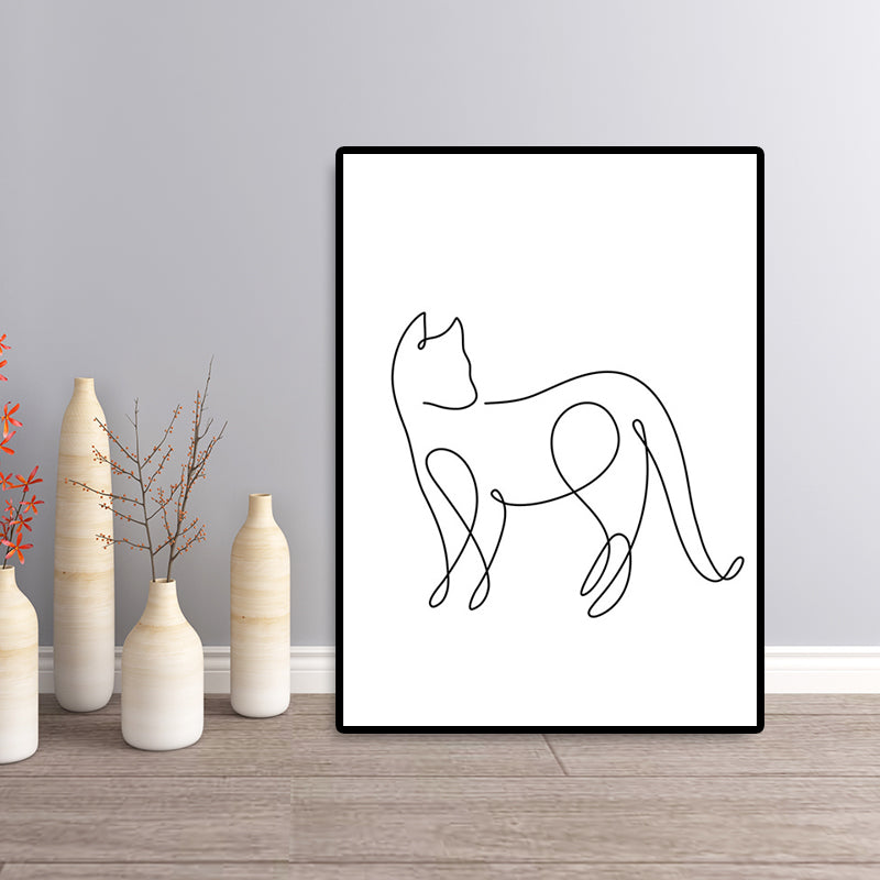 Well-Behaved Cat Wall Decor for Girls Bedroom in White, Multiple Sizes Available Clearhalo 'Art Gallery' 'Canvas Art' 'Contemporary Art Gallery' 'Contemporary Art' 'Minimalism' 'Minimalist Art Gallery' 'Scandinavian' Arts' 1658446