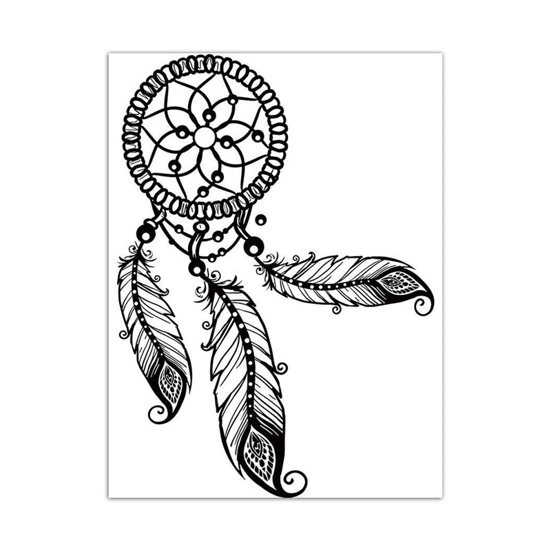 Charcoal Drawing Minimalism Style Art Dreamcatcher in White, Multiple Sizes Options Clearhalo 'Art Gallery' 'Canvas Art' 'Contemporary Art Gallery' 'Contemporary Art' 'Minimalism' 'Minimalist Art Gallery' 'Scandinavian' Arts' 1658454