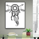 Charcoal Drawing Minimalism Style Art Dreamcatcher in White, Multiple Sizes Options