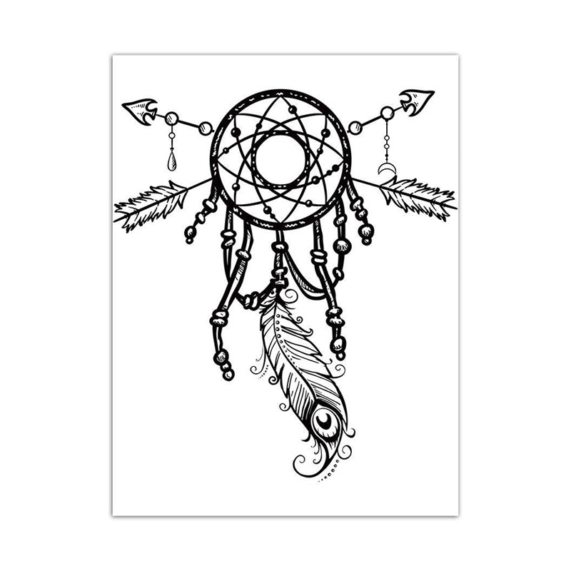 Charcoal Drawing Minimalism Style Art Dreamcatcher in White, Multiple Sizes Options Clearhalo 'Art Gallery' 'Canvas Art' 'Contemporary Art Gallery' 'Contemporary Art' 'Minimalism' 'Minimalist Art Gallery' 'Scandinavian' Arts' 1658461
