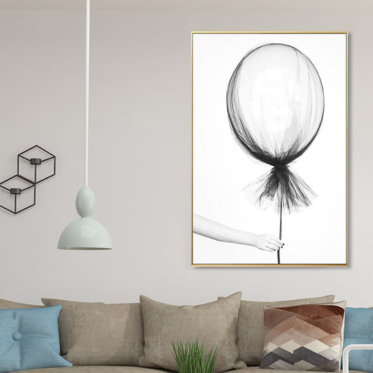 Canvas White Painting Minimalism Style Balloon Pencil Wall Art Decor, Multiple Sizes White