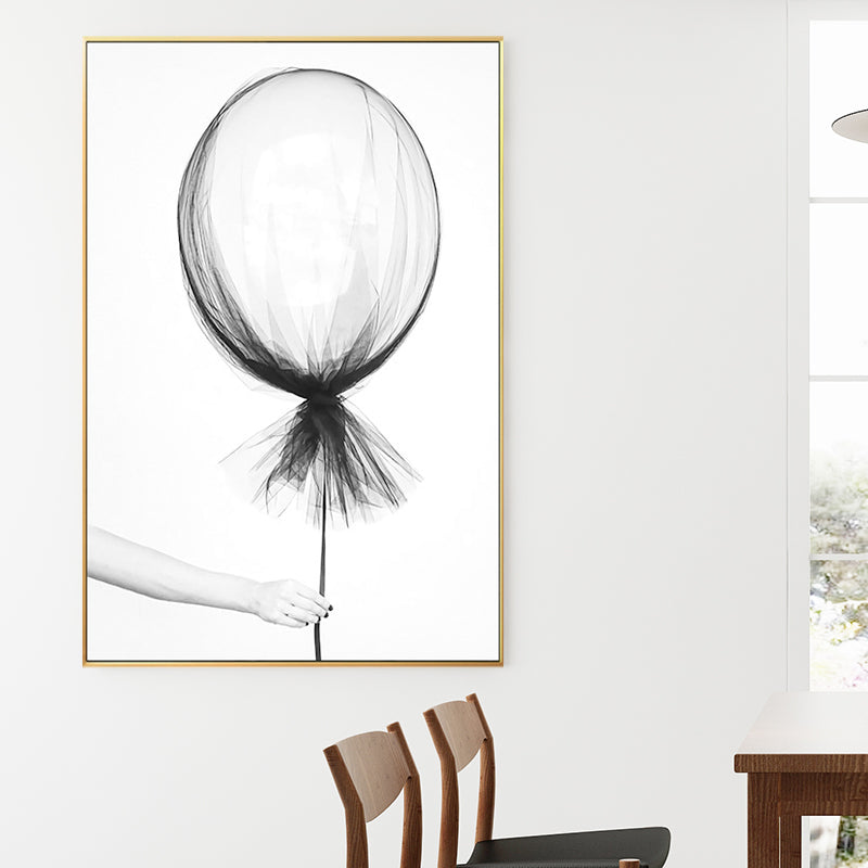 Canvas White Painting Minimalism Style Balloon Pencil Wall Art Decor, Multiple Sizes Clearhalo 'Art Gallery' 'Canvas Art' 'Contemporary Art Gallery' 'Contemporary Art' 'Minimalism' 'Minimalist Art Gallery' 'Scandinavian' Arts' 1658465